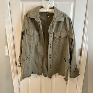 Free People Moonchild Shirt Jacket. Color: Army Green. Size: M.